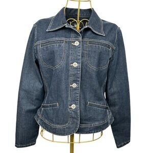 French Cuff Denim Jacket Women's‎ Sz PM Cotton Blend Stretch